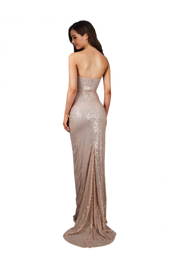 Achat Champagne Sirène Scoop Paillette Longue Formelles Robes demoiselle d'honneur / Robes de soirée / Robes de bal