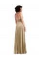 Achat Champagne Trapèze Col Carré Velours Stretch Longue Formelles Robes demoiselle d'honneur / Robes de soirée / Robes de bal