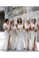 Achat Champagne Trapèze Col V Mousseline Longue Robes demoiselle d'honneur