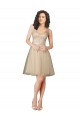 Achat Champagne Trapèze Col V Tulle Dentelle Courte Robes demoiselle d'honneur