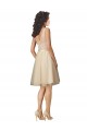 Achat Champagne Trapèze Col V Tulle Dentelle Courte Robes demoiselle d'honneur