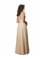 Achat Champagne Trapèze Col V Tulle Dentelle Longue Robes demoiselle d'honneur