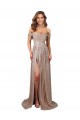 Achat Champagne Trapèze Scoop Sans bretelle Paillette Longue Formelles Robes demoiselle d'honneur / Robes de soirée / Robes de bal