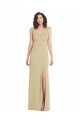 Achat Champagne Trompette Col Carré Crêpe Stretch Longue Formelles Robes demoiselle d'honneur / Robes de soirée / Robes de bal