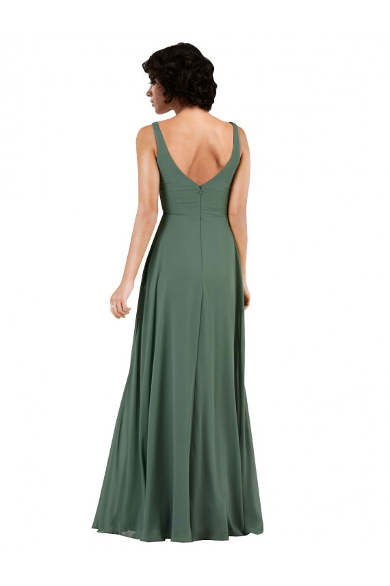 Achat Colonne Col V Mousseline Longue Robes demoiselle d'honneur