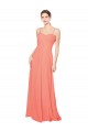 Achat Corail Trapèze Bretelles spaghetti Mousseline Longue Robes demoiselle d'honneur