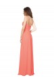 Achat Corail Trapèze Bretelles spaghetti Mousseline Longue Robes demoiselle d'honneur