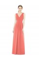 Achat Corail Trapèze Col V Mousseline Longue Robes demoiselle d'honneur