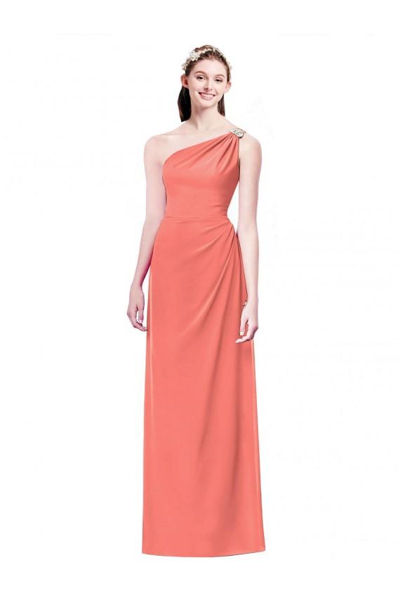 Achat Corail Trapèze Mousseline Longue Robes demoiselle d'honneur