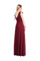 Achat Corail Trompette Col V Mousseline Longue Robes demoiselle d'honneur