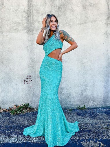 Achat Couleur affichée Sirène Balayage train Paillettes Velours Longue Robes de bal