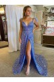 Achat Couleur affichée Trapèze Col V Traîne moyenne Paillettes Velours Longue Robes de bal
