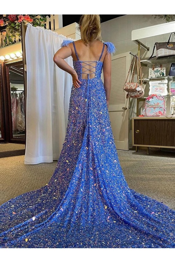 Achat Couleur affichée Trapèze Col V Traîne moyenne Paillettes Velours Longue Robes de bal
