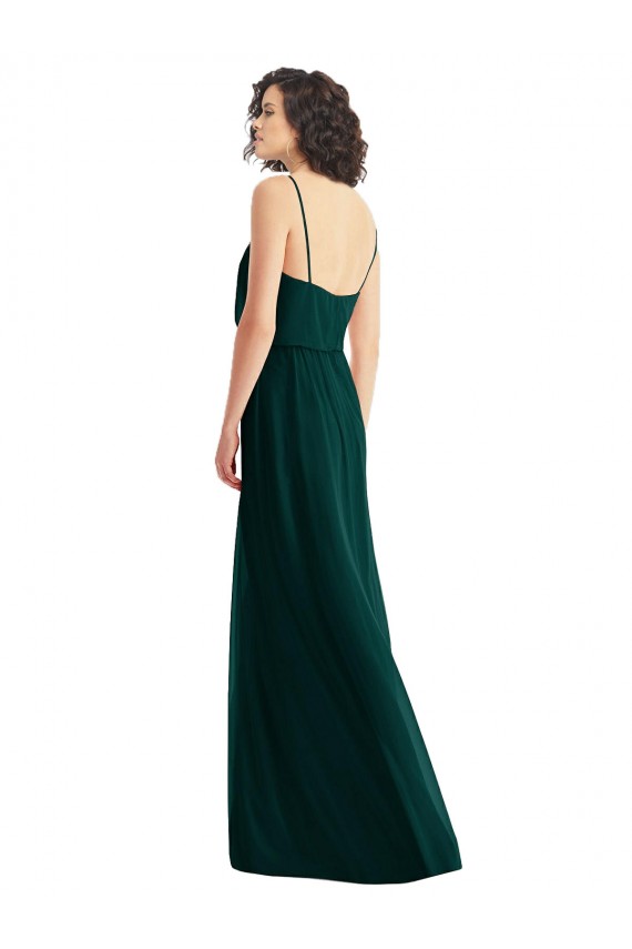 Achat Evergreen Trapèze Col V Mousseline Longue Robes demoiselle d'honneur