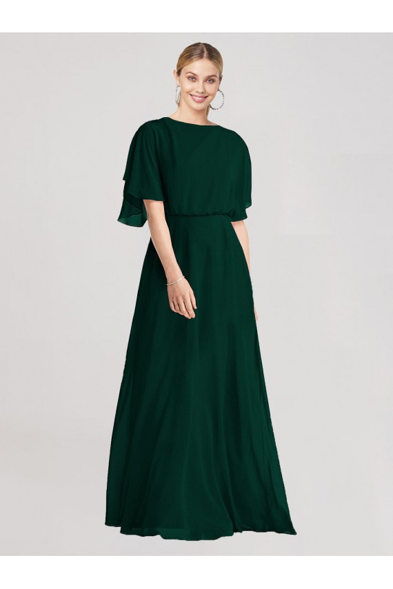 Achat Evergreen Trapèze Col rond Mousseline Longue Robes demoiselle d'honneur