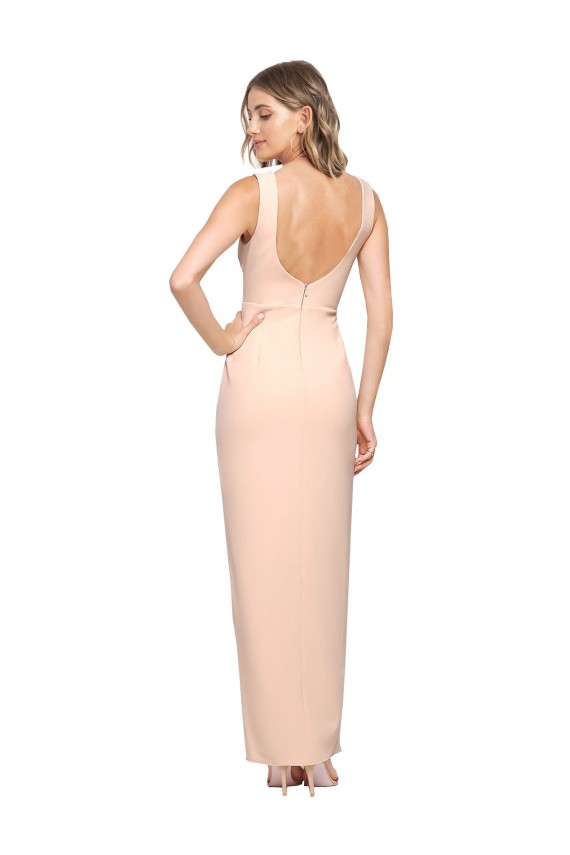 Achat Fourreau Col Carré Crêpe Stretch Longue Formelles Robes demoiselle d'honneur / Robes de soirée / Robes de bal