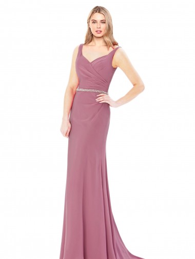 Achat Fourreau Col Haut Mousseline Longue Robes demoiselle d'honneur / Robes de bal