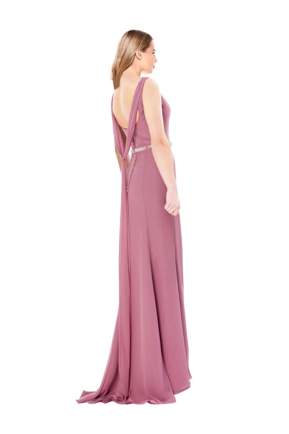 Achat Fourreau Col Haut Mousseline Longue Robes demoiselle d'honneur / Robes de bal