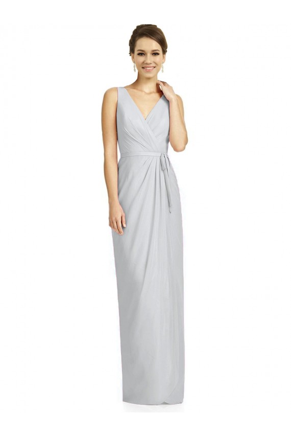 Achat Fourreau Col V Mousseline Longue Robes demoiselle d'honneur