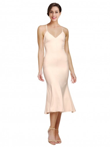 Achat Fourreau Col V midi Crêpe Stretch Courte Robes demoiselle d'honneur / Robes de bal / Robes de cocktail