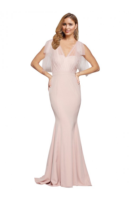 Achat Fourreau Crêpe Stretch Tulle Longue Formelles Robes demoiselle d'honneur / Robes de soirée / Robes de bal