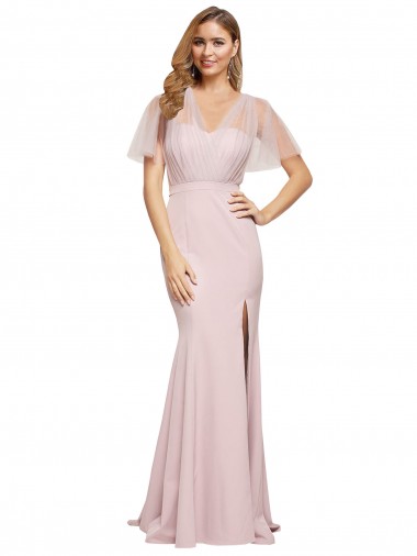 Achat Fourreau Crêpe Stretch Tulle Longue Formelles Robes demoiselle d'honneur / Robes de soirée / Robes de bal