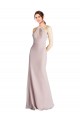 Achat Fourreau Licou Col Haut Mousseline Longue Robes demoiselle d'honneur