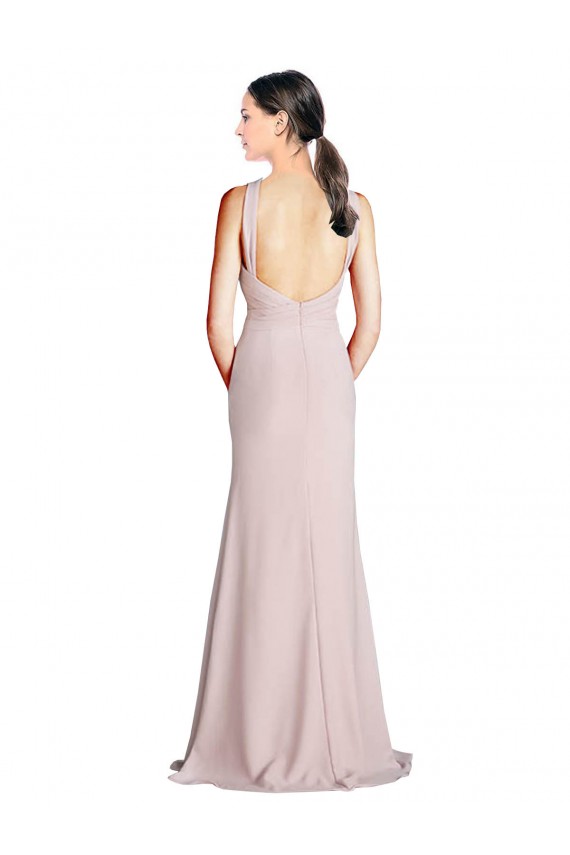 Achat Fourreau Licou Col Haut Mousseline Longue Robes demoiselle d'honneur