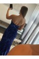 Achat Fourreau Sans bretelle Balayage train Paillettes Velours Longue Robes de bal