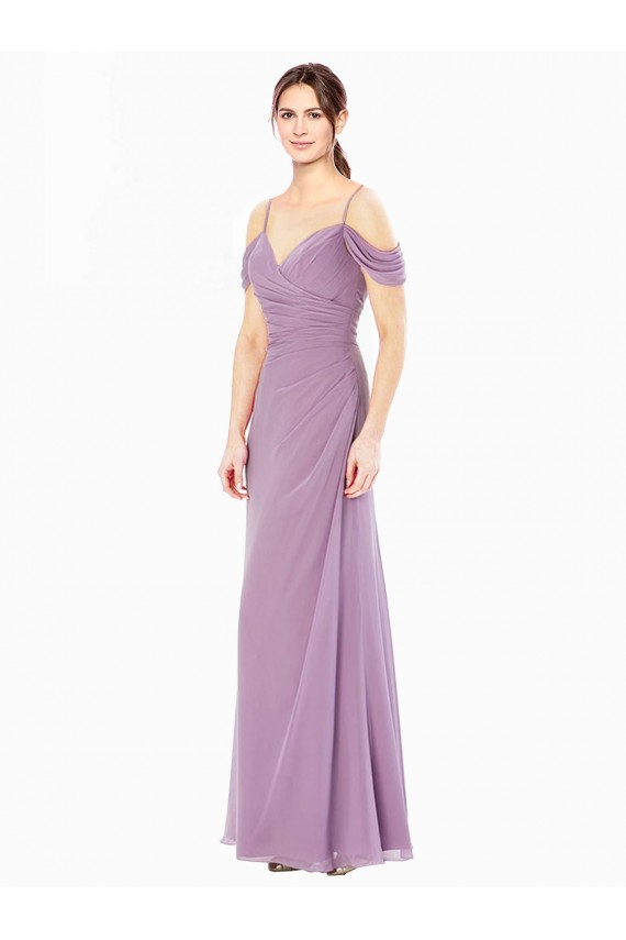 Achat Fourreau Épaule Dénudée Mousseline Longue Robes demoiselle d'honneur