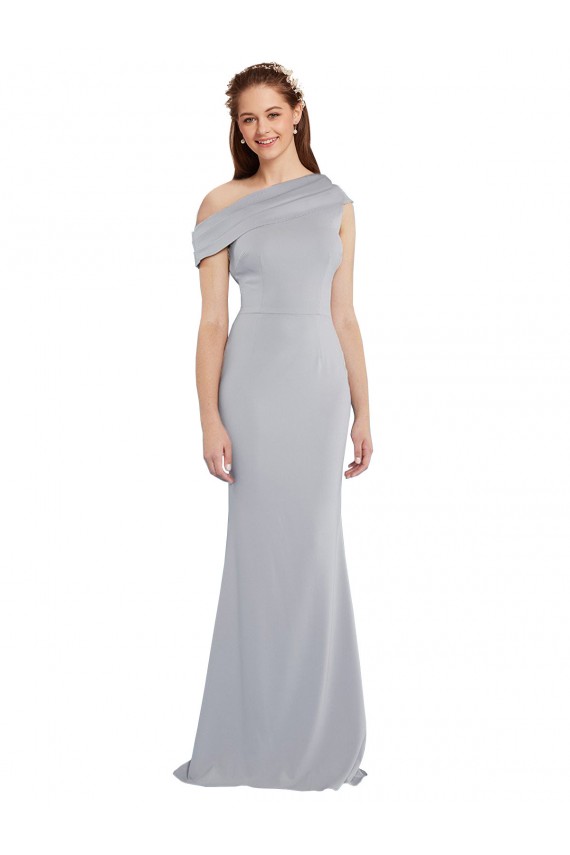 Achat Gris 24 Sirène Crêpe Stretch Longue Formelles Robes demoiselle d'honneur / Robes de soirée / Robes de bal