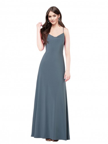 Achat Gris ardoise Trapèze Col V Spandex Longue Robes demoiselle d'honneur / Robes de bal