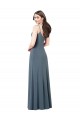 Achat Gris ardoise Trapèze Col V Spandex Longue Robes demoiselle d'honneur / Robes de bal