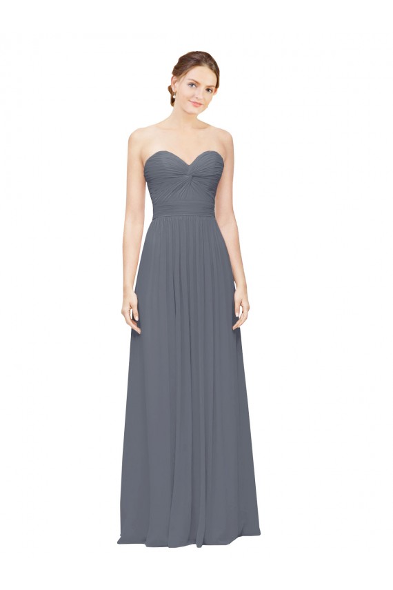 Achat Gris ardoise Trapèze Mousseline Longue Robes demoiselle d'honneur