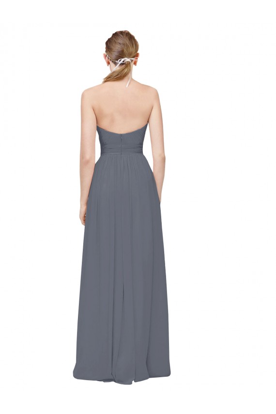 Achat Gris ardoise Trapèze Mousseline Longue Robes demoiselle d'honneur