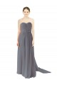 Achat Gris ardoise Trapèze Mousseline Longue Robes demoiselle d'honneur
