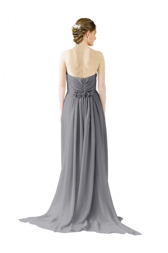 Achat Gris ardoise Trapèze Mousseline Longue Robes demoiselle d'honneur