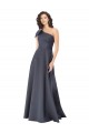 Achat Gris ardoise Trapèze Satiné Longue Formelles Robes demoiselle d'honneur / Robes de soirée / Robes de bal