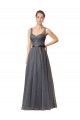 Achat Gris ardoise Trapèze Tulle Longue Robes demoiselle d'honneur