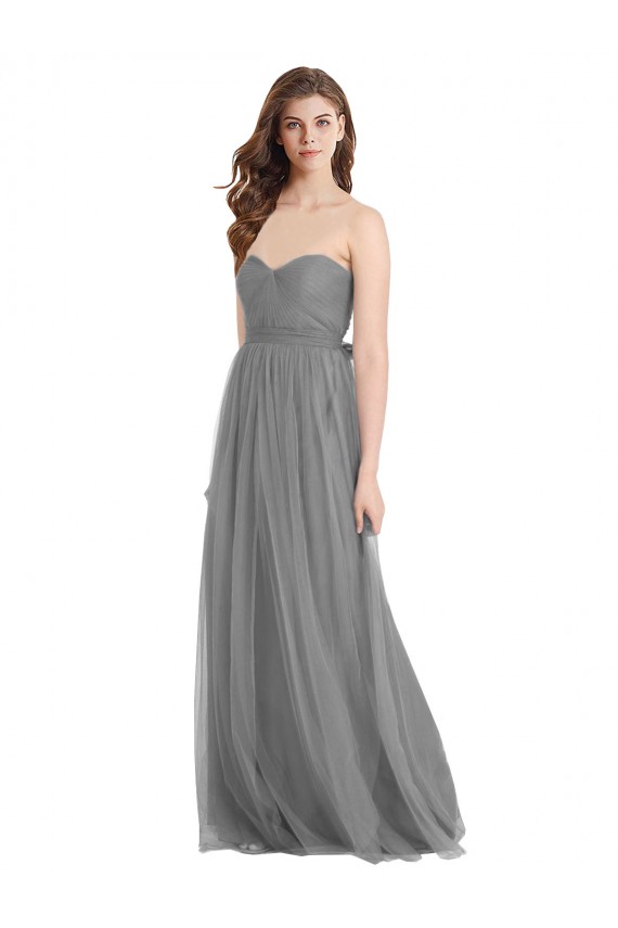 Achat Gris ardoise Trapèze Tulle Longue Robes demoiselle d'honneur