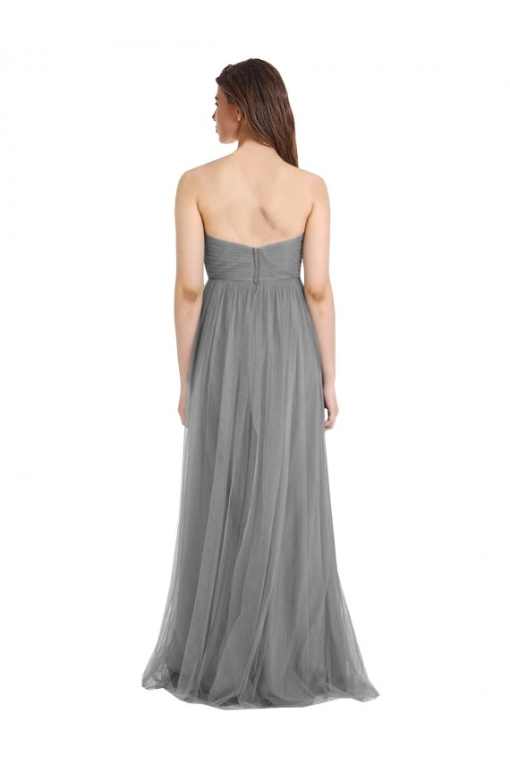 Achat Gris ardoise Trapèze Tulle Longue Robes demoiselle d'honneur
