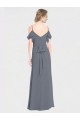 Achat Gris ardoise Trapèze Épaule Dénudée Col V Mousseline Longue Robes demoiselle d'honneur