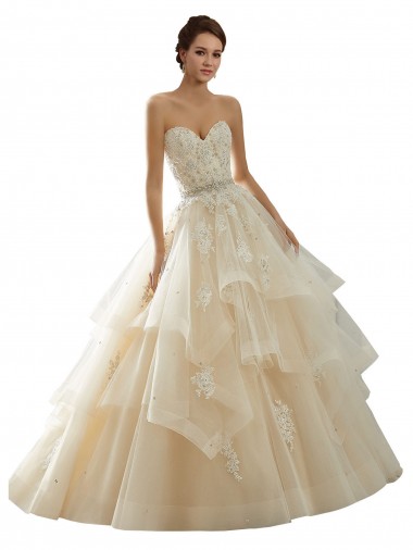 Achat Ivoire & Champagne Princesse Tulle Dentelle Robes de mariée