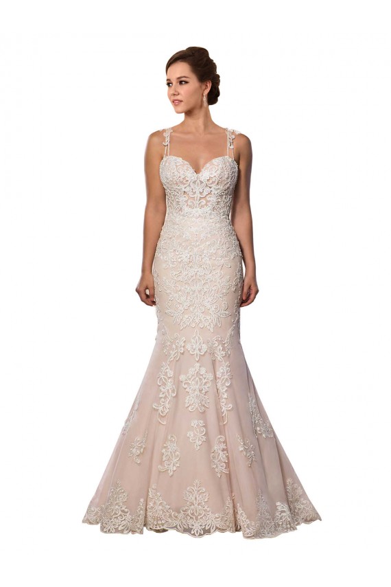 Achat Ivoire & Champagne Sirène Bretelles spaghetti Dentelle Boho Robes de mariée