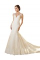 Achat Ivoire & Champagne Sirène Col V Tulle Dentelle Robes de mariée