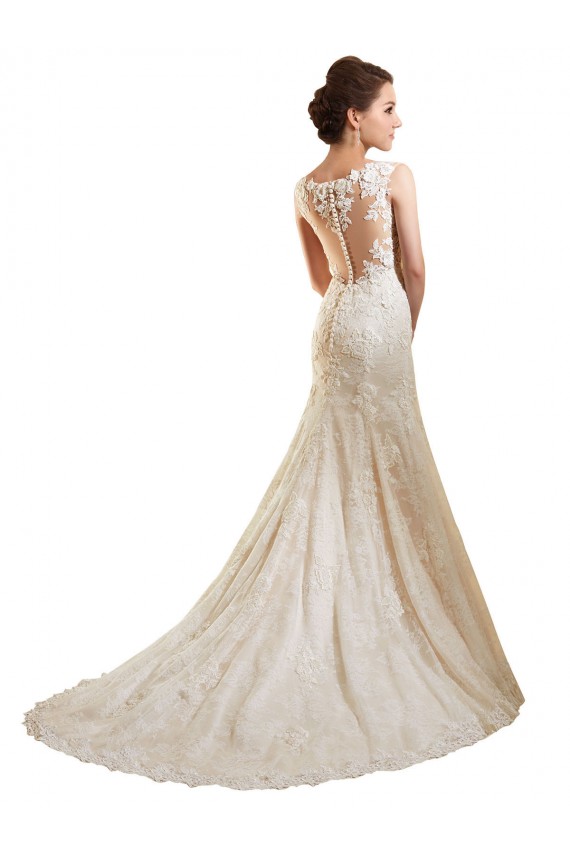 Achat Ivoire & Champagne Sirène Illusion Dentelle Robes de mariée