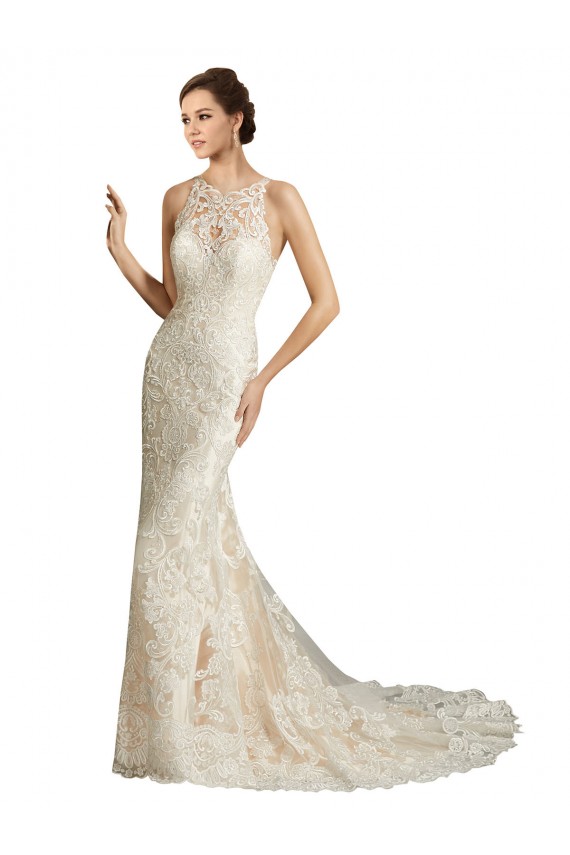 Achat Ivoire & Champagne Sirène Illusion Tulle Dentelle Classique Robes de mariée