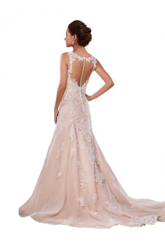 Achat Ivoire & Champagne Trapèze Col V Dentelle Classique Robes de mariée