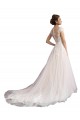 Achat Ivoire & Champagne Trapèze Illusion Traîne cathédrale Tulle Dentelle Plage Robes de mariée