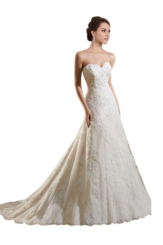 Achat Ivoire & Champagne Trapèze Tulle Dentelle Robes de mariée